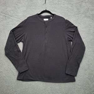 Billy Reid Henley‎ Shirt Mens XL Charcoal Pima Cotton Long Sleeve Jersey Knit